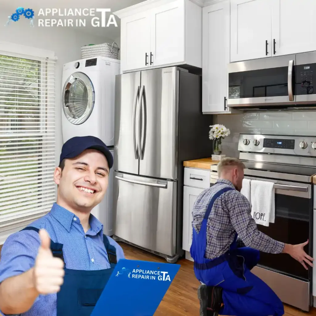 Appliance repair technician in Brampton fixing an oven and providing professional kitchen appliance repair services.