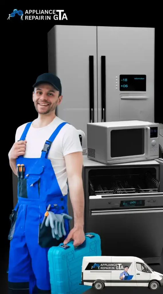 Certified appliance repair technician in North York with fridge, oven, and microwave – Appliance Repair in GTA