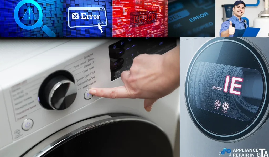 Close-up of LG washing machine water inlet valve