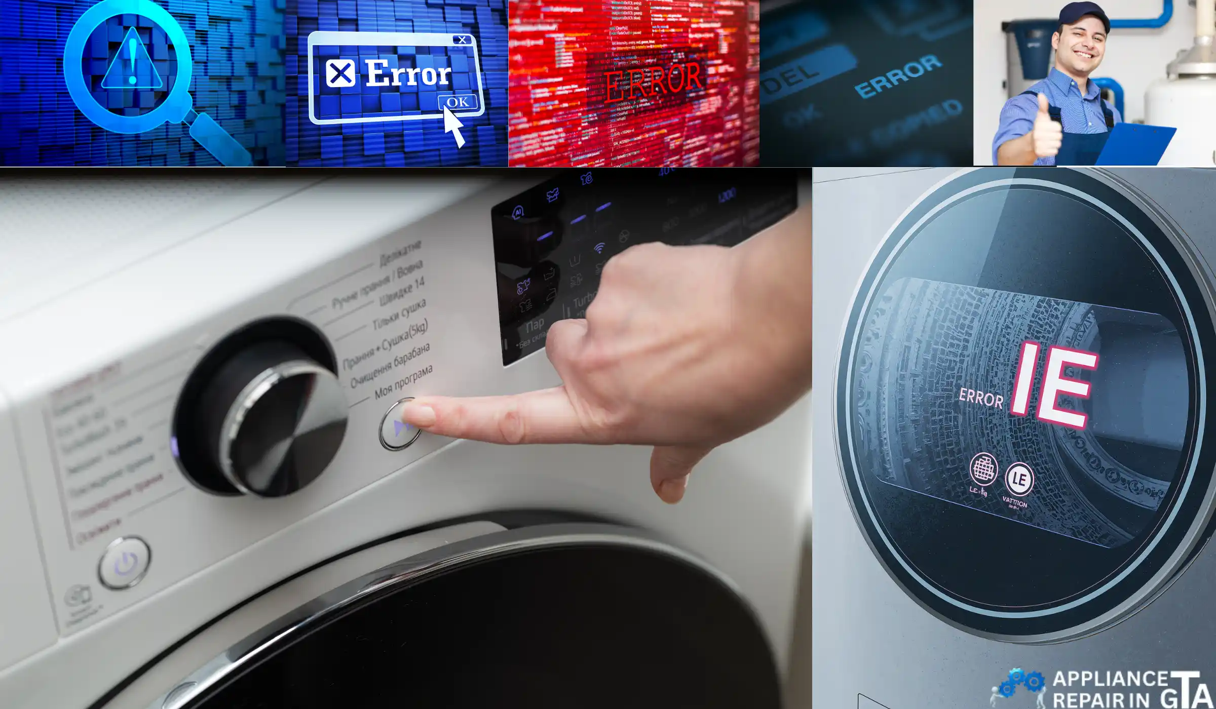 Close-up of LG washing machine water inlet valve